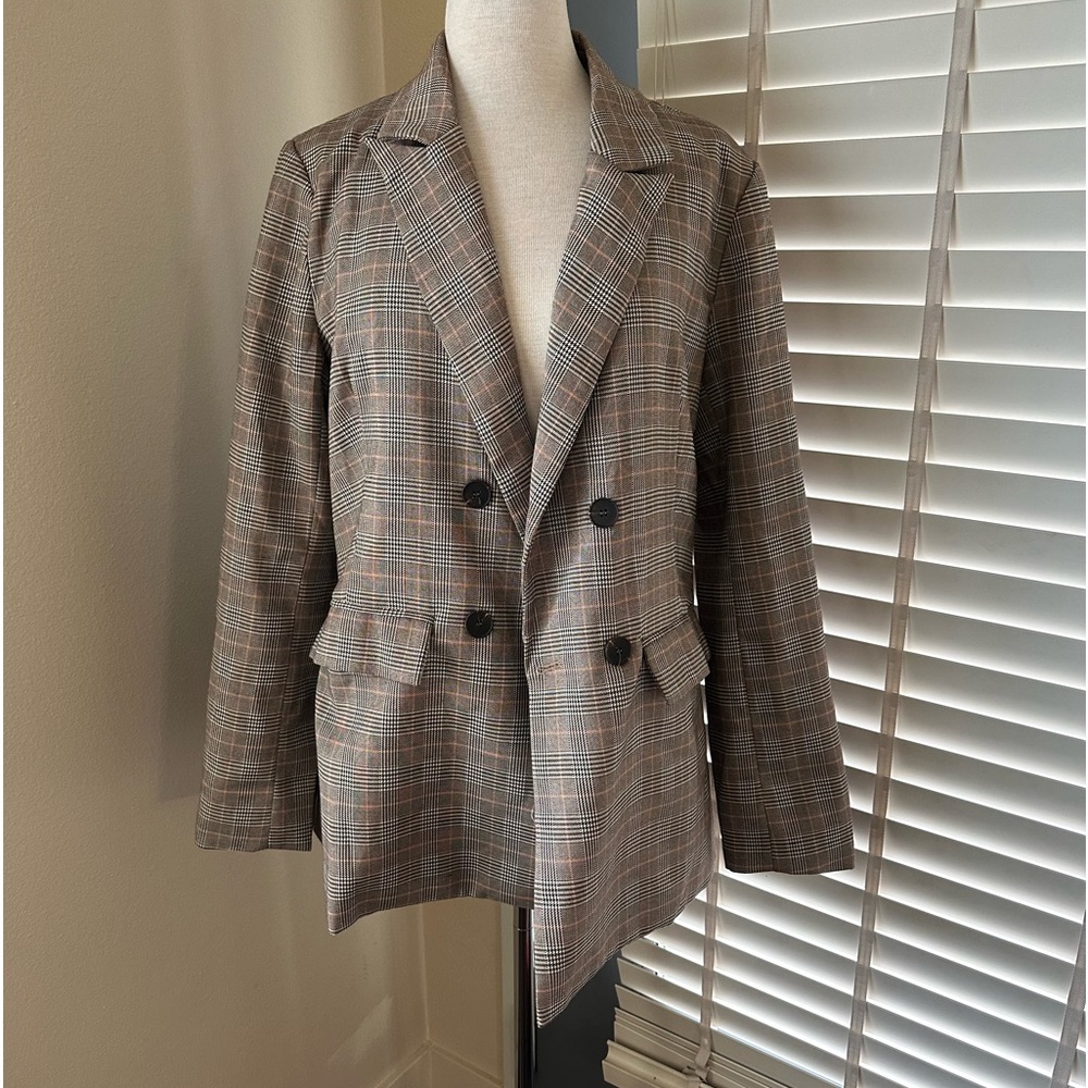 Plaid beige blazer